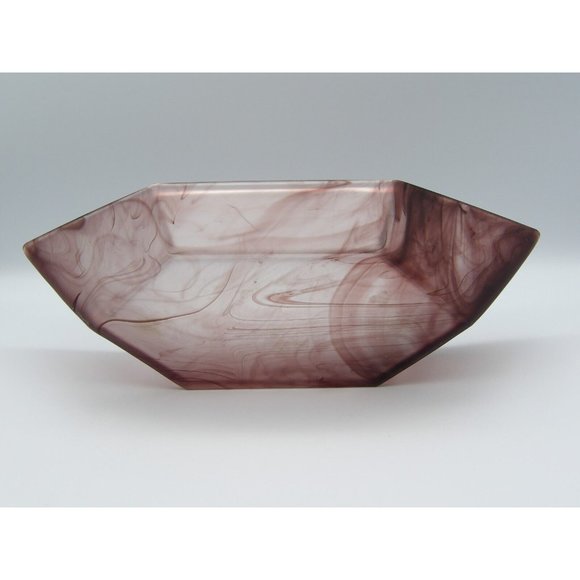 Vintage Davidson Amethyst Cloud Glass Bowl Hexagonal Boat Shaped Art Deco Purple - Picture 10 of 10